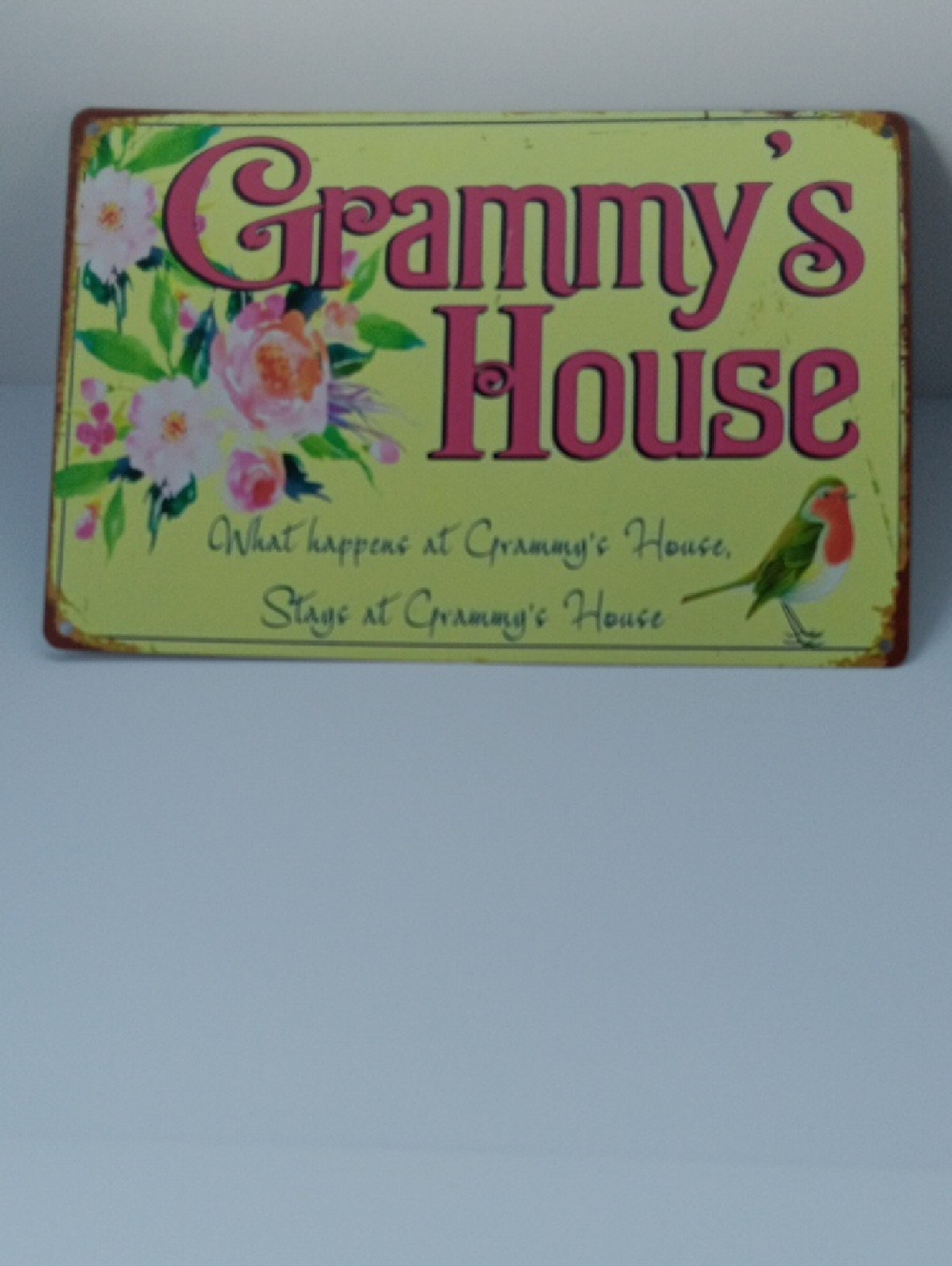 GRAMNY'S HOUSE FLORAL MERAL SIGN - YELLOW & PINK